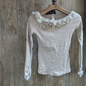 Long sleeve tee with floral accents